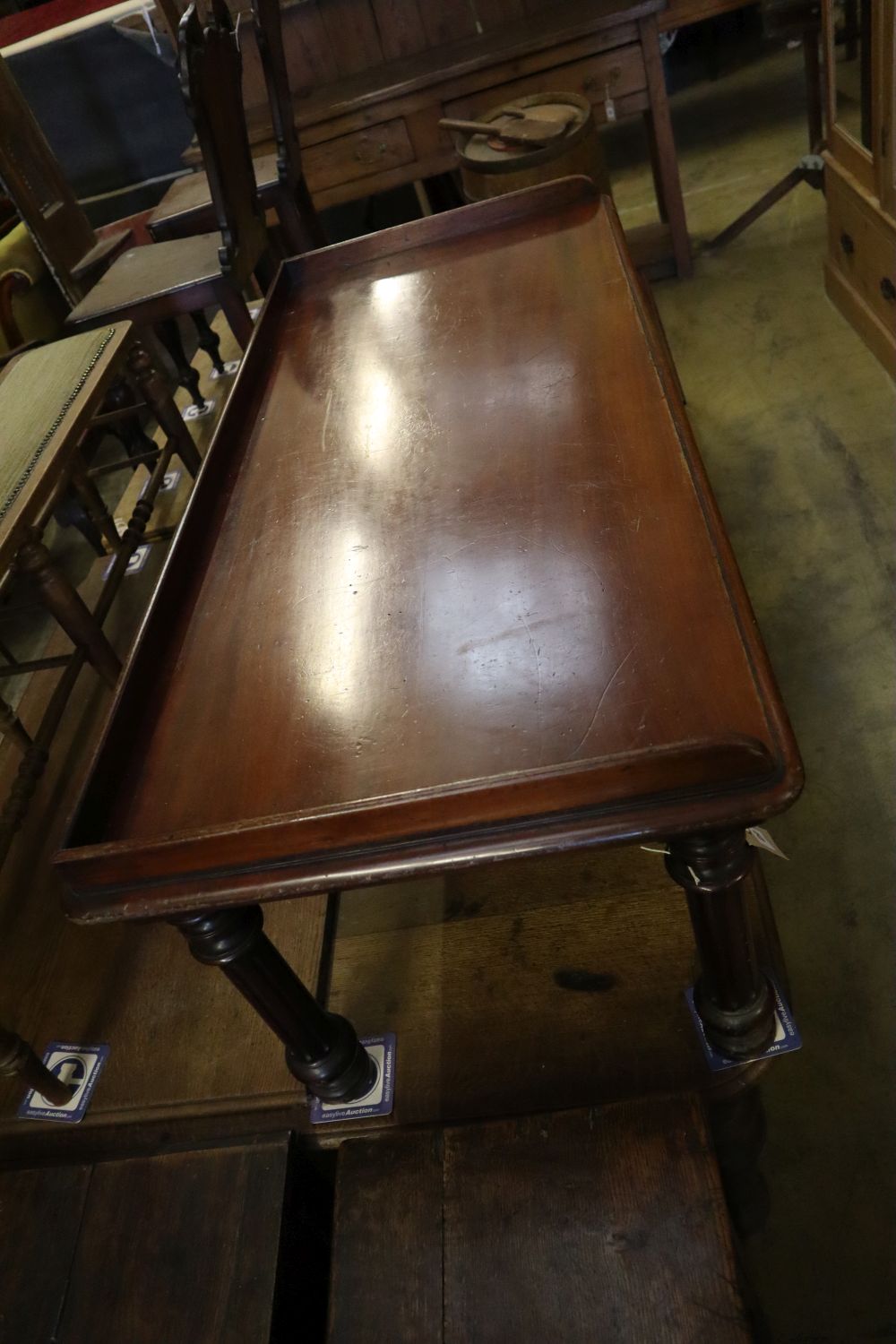 A Victorian mahogany coffee table (converted from a buffet), width 125cm depth 58cm height 50cm